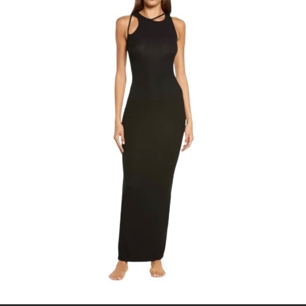 Skims Long Black Cut Out dress Size Small